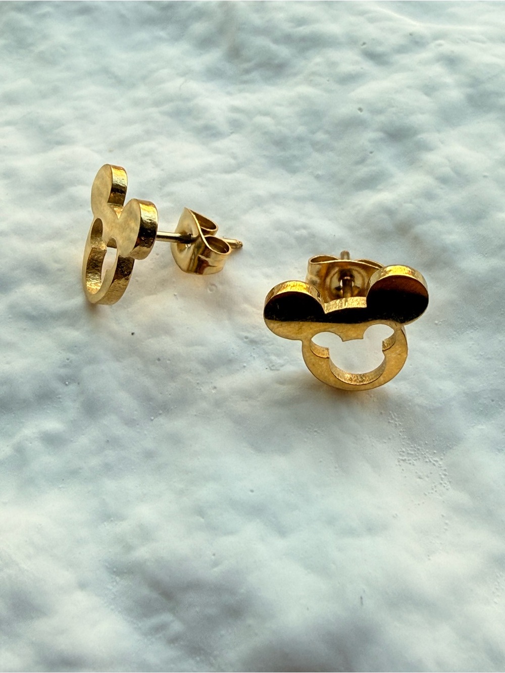 Gold Plated Mickey-Style Kids Stud Earrings -  Hypoallergenic
